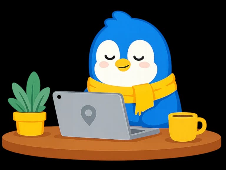 Bud working at his laptop